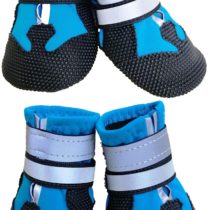 Ewolee Dog Shoes, Dog Boots for Injured Paws Waterproof, Set of 4 Dog Walking Boots Dog Paw Protectors with Adjustable Reflective Straps and Anti Slip Sole for Small Medium Large Dogs (Blue, M)