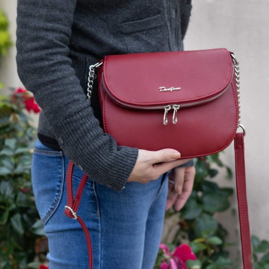 David Jones - Women's Small Crossbody Bag - Ladies Chain Shoulder Bag PU Leather - Zipper Flap Messenger Bag Multiple Pocket - City Casual Saddle Handbag - Work Travel Phone Clutch Purse - Image 3