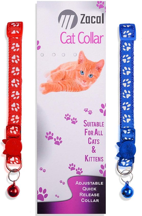 2x Cat Collars with Bell - Safe Quick Release Breakaway Buckle - Adjustable to fit all Domestic Cats | PACK OF 2 (RED & BLUE) - Image 4