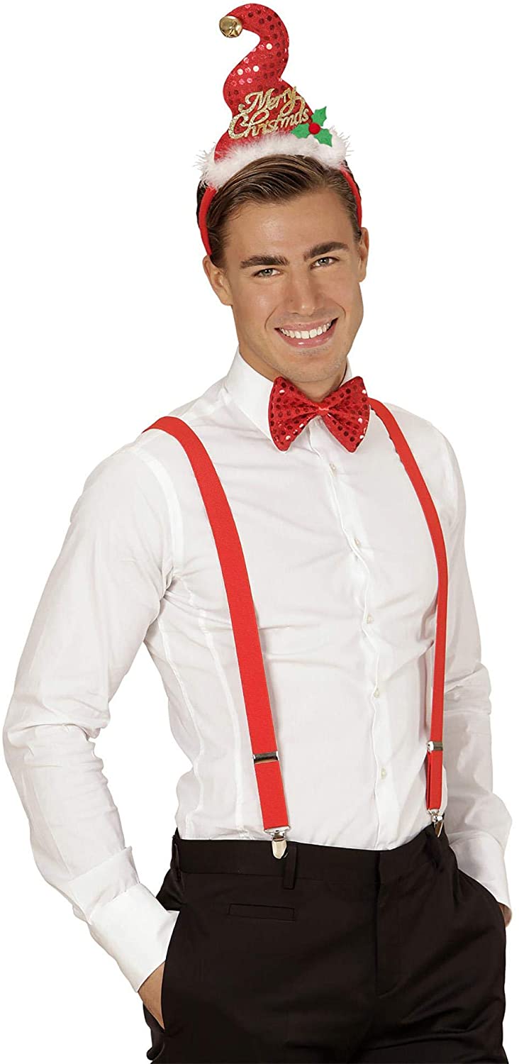 Widmann 04161 - Mini Santa Claus Hat With 2 Bells And Bow Tie In Sequins, Adult Unisex, Party, Theme Parties - Image 4