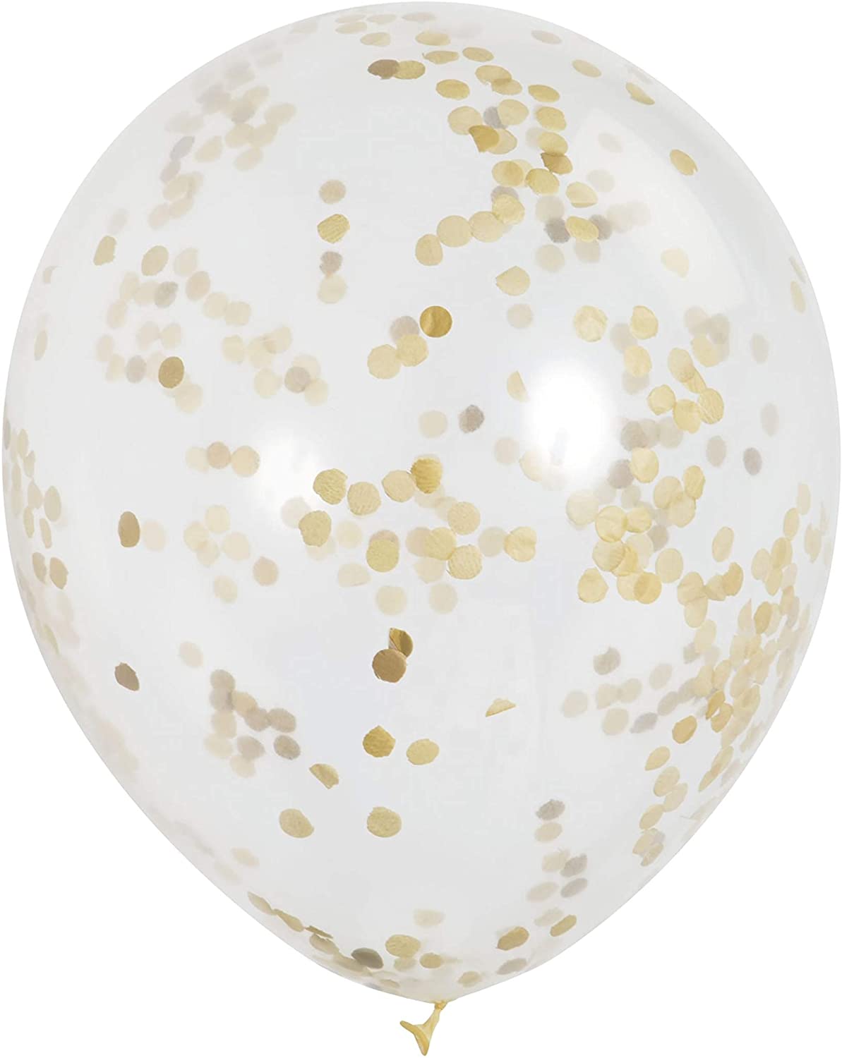 Gold Confetti Clear Latex Balloons (30cm) Pack of 6 - Transparent Premium Latex, Perfect for Parties & Celebrations, 12-Inch