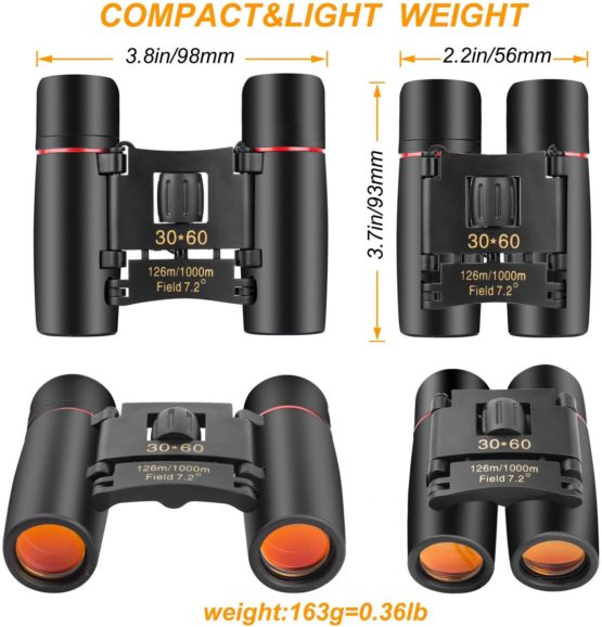 ANDSTON 30 x 60 Small Binoculars Compact for Adults Kids, Mini Binocular for Bird Watching Traveling Sightseeing, Lightweight Pocket Folding Binoculars for Concert Theater Opera - Image 2