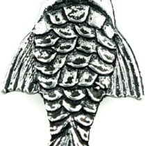 Bead House 38mm Pop Cast Fish Pendant Dropper, 5 Pieces, Pewter