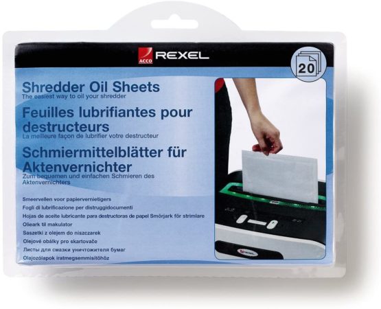 Rexel Shredder Oil Sheets, Pack of 20, A5 Size, Shredder Maintenance, 2101949