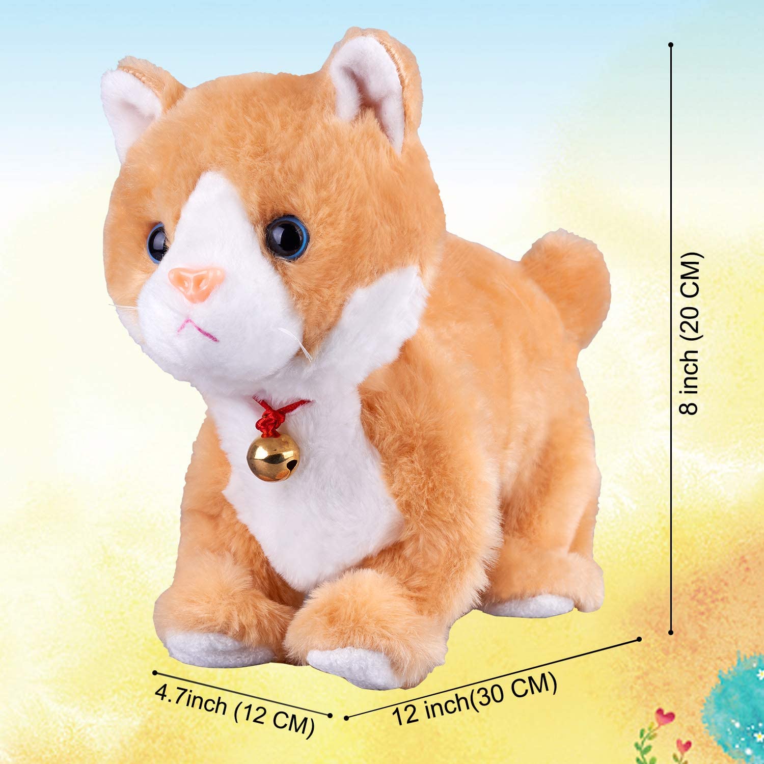 Marsjoy Yellow Plush Cat Stuffed Animal Interactive Cat Robot Toy, Barking Meow Kitten Touch Control - Image 4