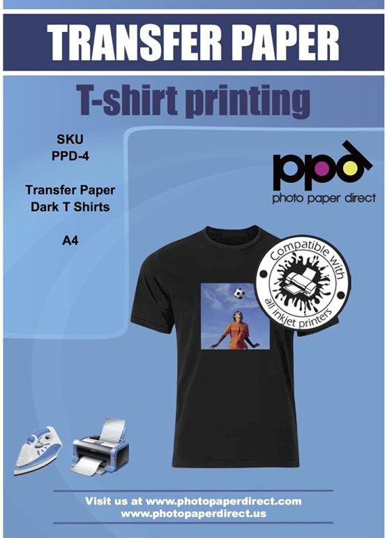 PPD Inkjet PREMIUM T Shirt Transfer Paper A4 for Dark Fabric x 5 Sheets PPD-4-5