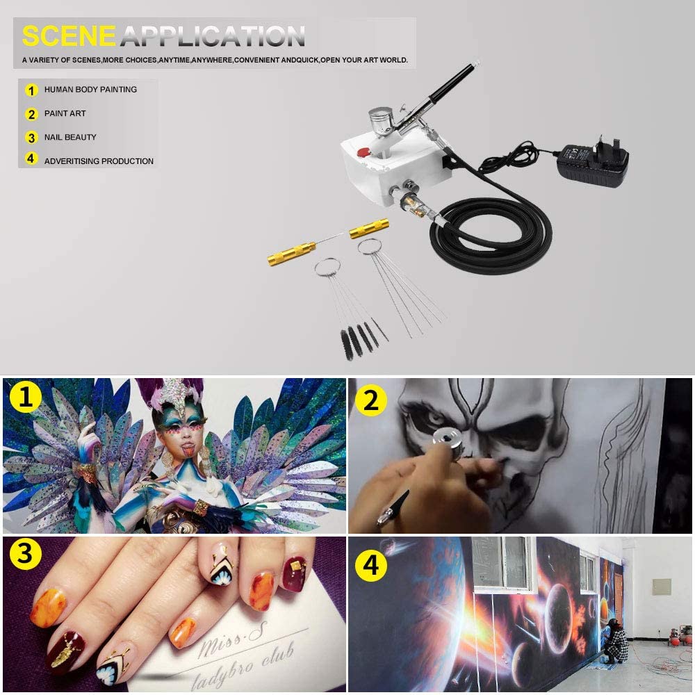 Gocheer Professional Dual Action Airbrush Spray Gun Set with Compressor