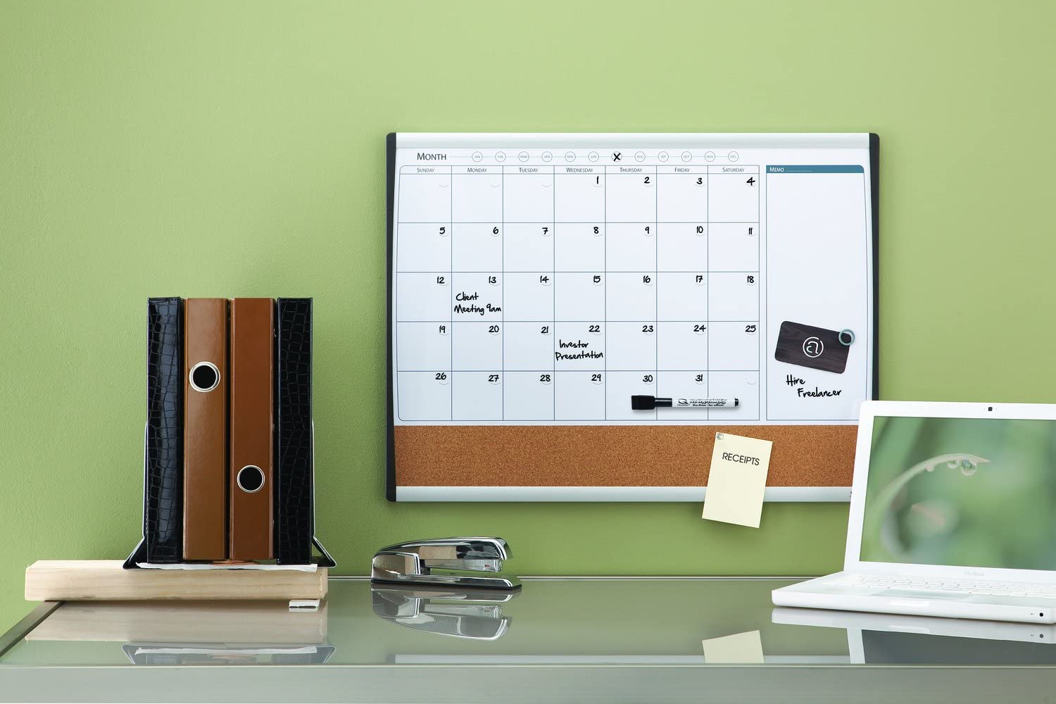 Nobo Small Magnetic Whiteboard Planner With Cork Notice Board, Weekly & Monthly, Arched Frame, Wall Mountable, Home/Office - Image 2