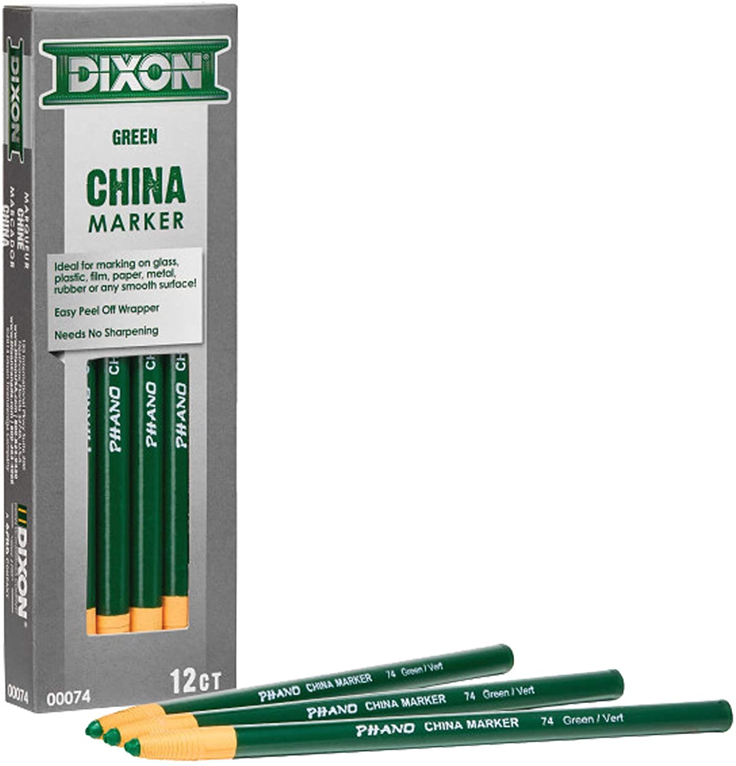 Dixon 74 China Markers - Green (Pack of 12), 12 count (Pack of 1)