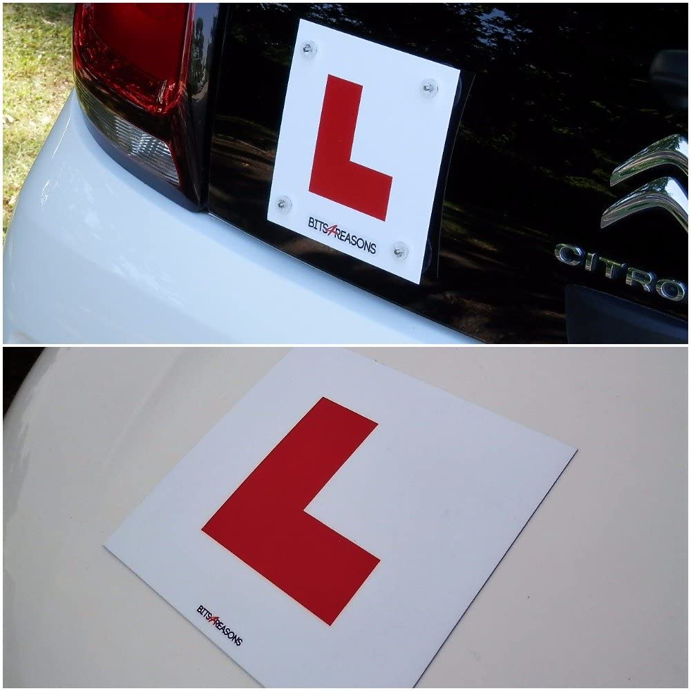 BITS4REASONS PROFESSIONAL GRADE L PLATES KIT MAGNETIC & GLASS WINDOW APPLICATION NO ADHESIVE HEAVY DUTY REUSABLE USED ON OUR OWN DRIVING SCHOOL CARS