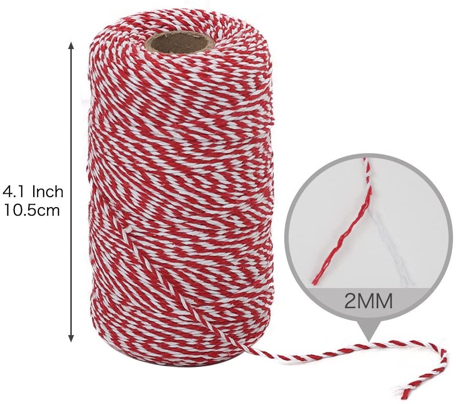 Tenn Well Red White Christmas String, 200m Cotton Twine String for Gift Wrapping Crafts, Baking, Butchers and Festive Decoration - Image 4