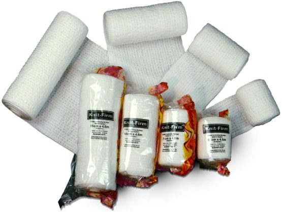 Knit-Firm Bandage. 5cm x 4.5m. Pack x 10. Dog, Cat, Pet Conforming Bandage
