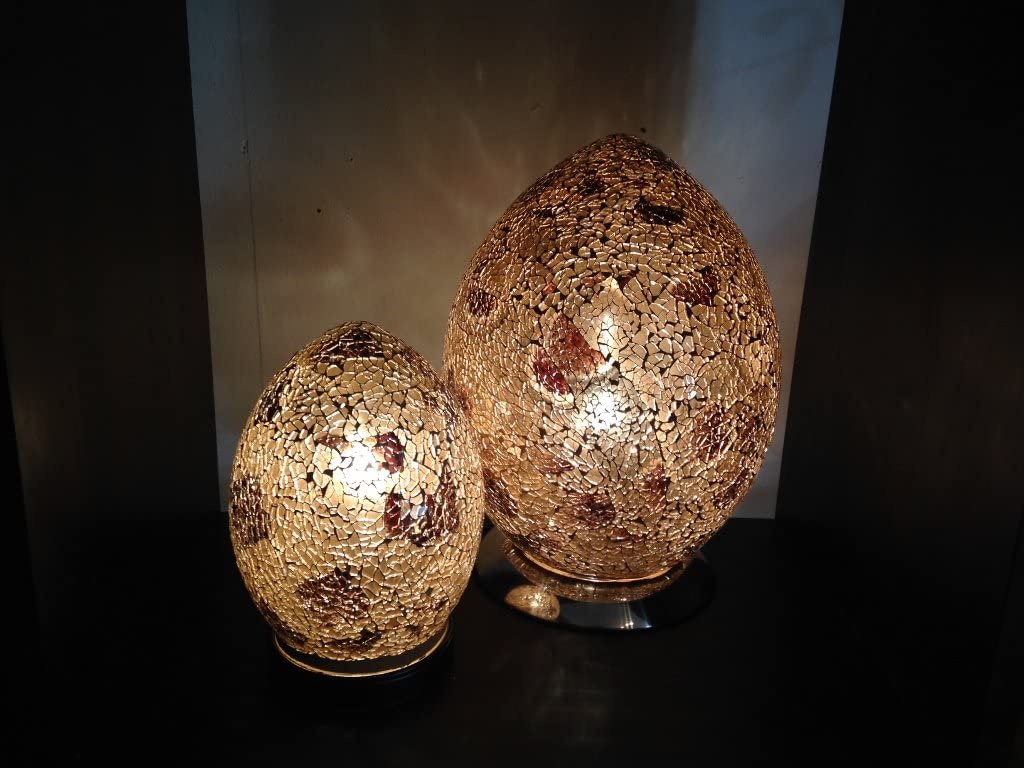 Mosaic Lamp, Glass, Gold Amber, Small, Measures 20cms in height x 14cms in dia. with a base dia. of 11cms - Image 3