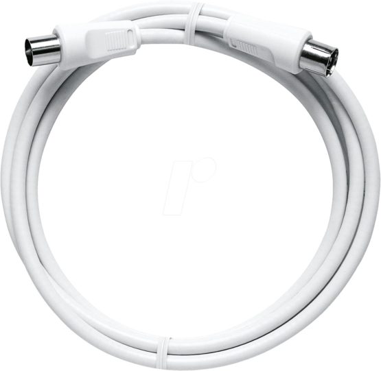 Axing BAK 200-80 coaxial connector cable high shielded Class A (straight IEC plug male to straight IEC plug female) 2 m white