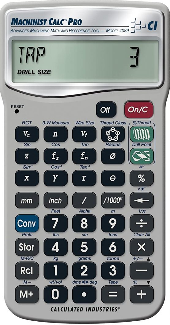 Calculated Industries 4089 Advanced International Version Machining Math and Reference Calculator | Speeds and Feeds, Built-In Drill and Thread Size Tables, 3-Wire Measure | Machinists, Setters