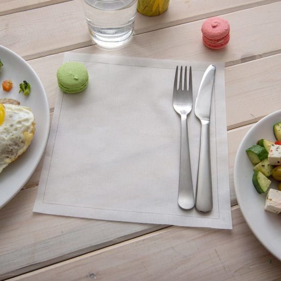 Napluxe Organic Cotton Dinner Napkins - Soft and Durable 9" x 9" Ecru Paper Napkins - Disposable and Recyclable – 50-CT Roll– Restaurantware - Image 3