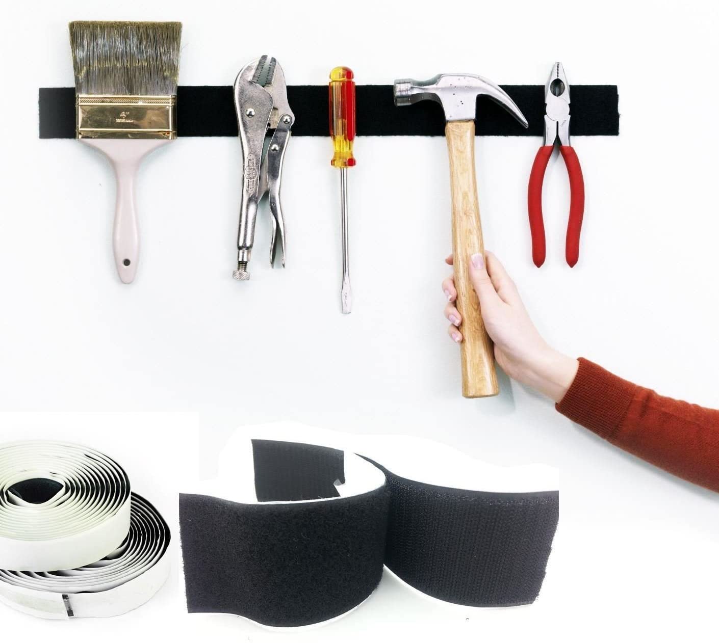 Black 20mm Velcro® Brand Self Adhesive Velcro Tape Hook and Loop Sticky Fastener PS14 (1m Hook+1m Loop) - Image 3