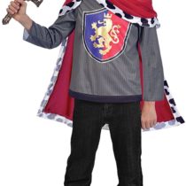 amscan 9903359 Medieval King Costume with Matching Crown Cape-Age 5-7 Years-1 PC, Grey, Red