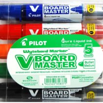 Pilot Begreen Recycled V Board Master Whiteboard Marker Bullet 6.0 mm Tip - Black/Red/Blue/Green/Orange, Wallet of 5