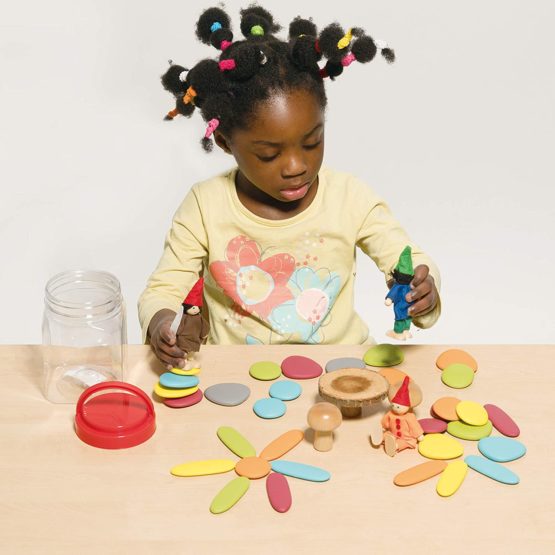 edx education Junior Rainbow Pebbles - Mini Jar - Earth Colors - Sorting and Stacking Stones - Math Manipulative - For Ages 18M+ - Image 2