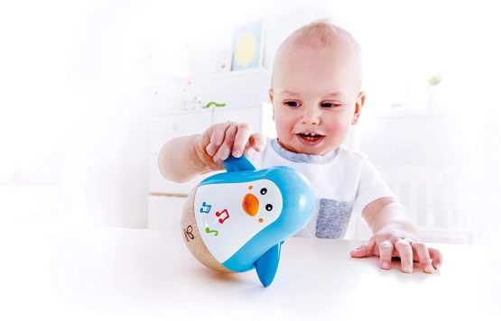 Hape Penguin Musical Wobbler | Colourful Wobbling Melody Penguin, Roly-Poly Toy for Kids 6 Months+ - Image 2