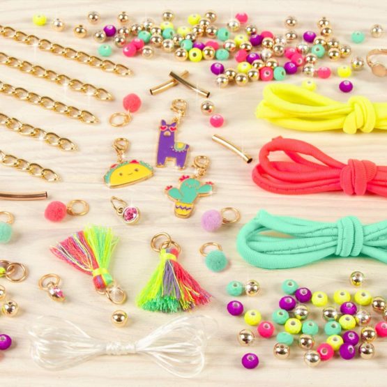 Make It Real – Neo-Brite Chains & Charms. Bracelet Making Kit for Girls and Tweens to Create Unique Bracelets, Tassel Charms, Gold Chains, and More - Image 3