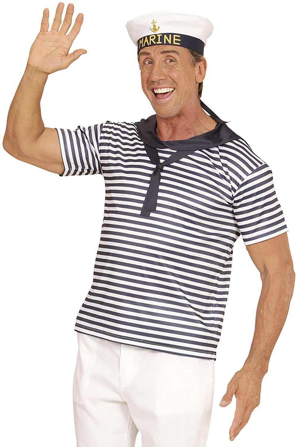 Widmann 03122 ? Adult Sailor Costume (Shirt and Hat), White, M-L - Image 3