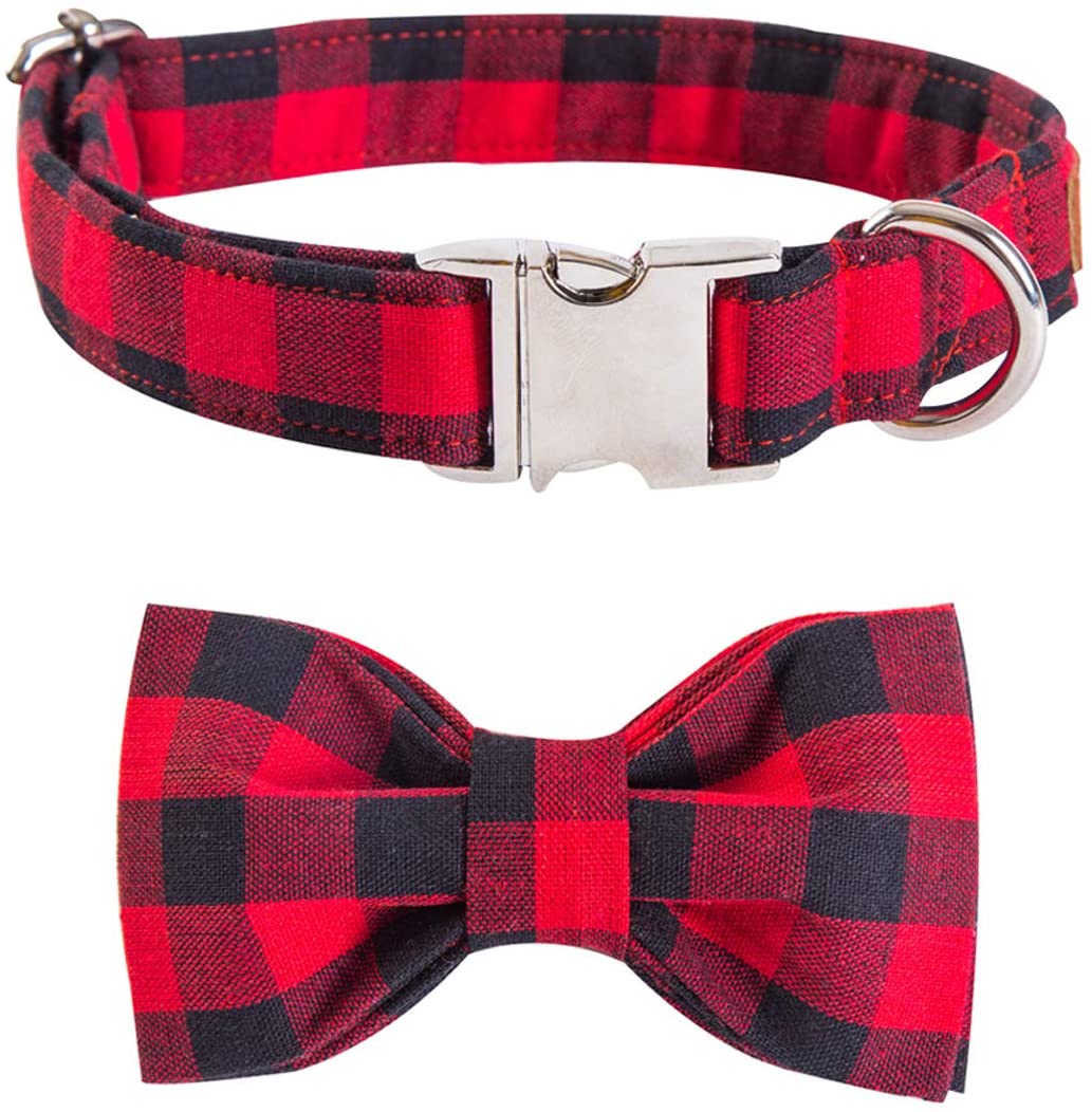Lionet Paws Cotton Dog Collar with Bowtie, Durable Adjustable and Comfortable Collar for Medium Dogs Neck 34-55cm - Image 2