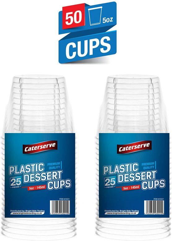 Caterserve Crystal Clear Hard Plastic Dessert Cups Multi-Use tumblers 5oz-145ml (50 Pcs)