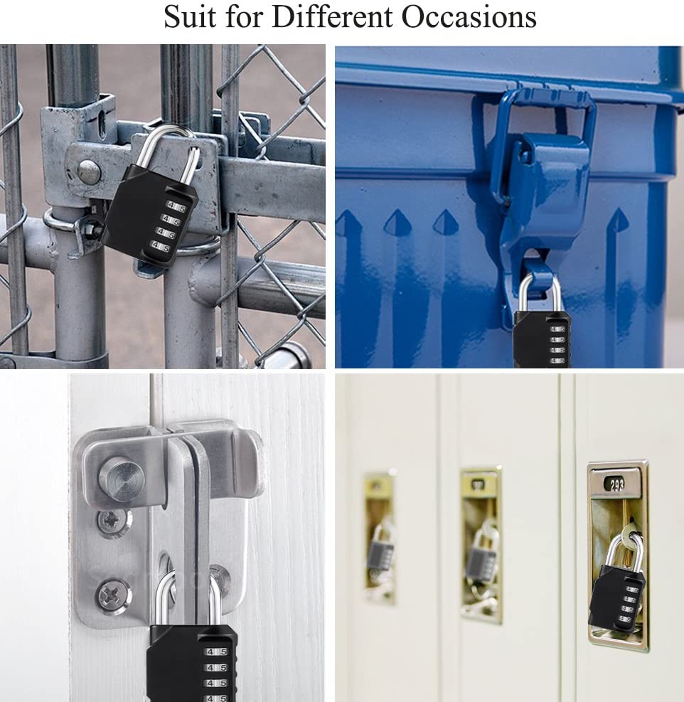 Combination Padlock Heavy Duty Lock - BeskooHome Waterproof 4-Digit Combination Lock for School Gym, Outdoor Shed Locker - 2 Pack - Image 4
