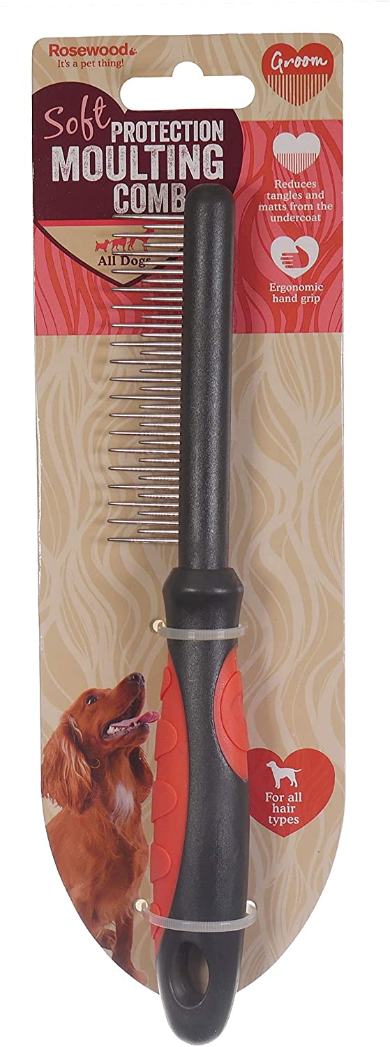 Rosewood Soft Protection Moulting Comb for Dogs, Purple