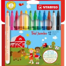 Felt Tip Pen - STABILO Trio Jumbo Wallet of 12 Assorted Colours