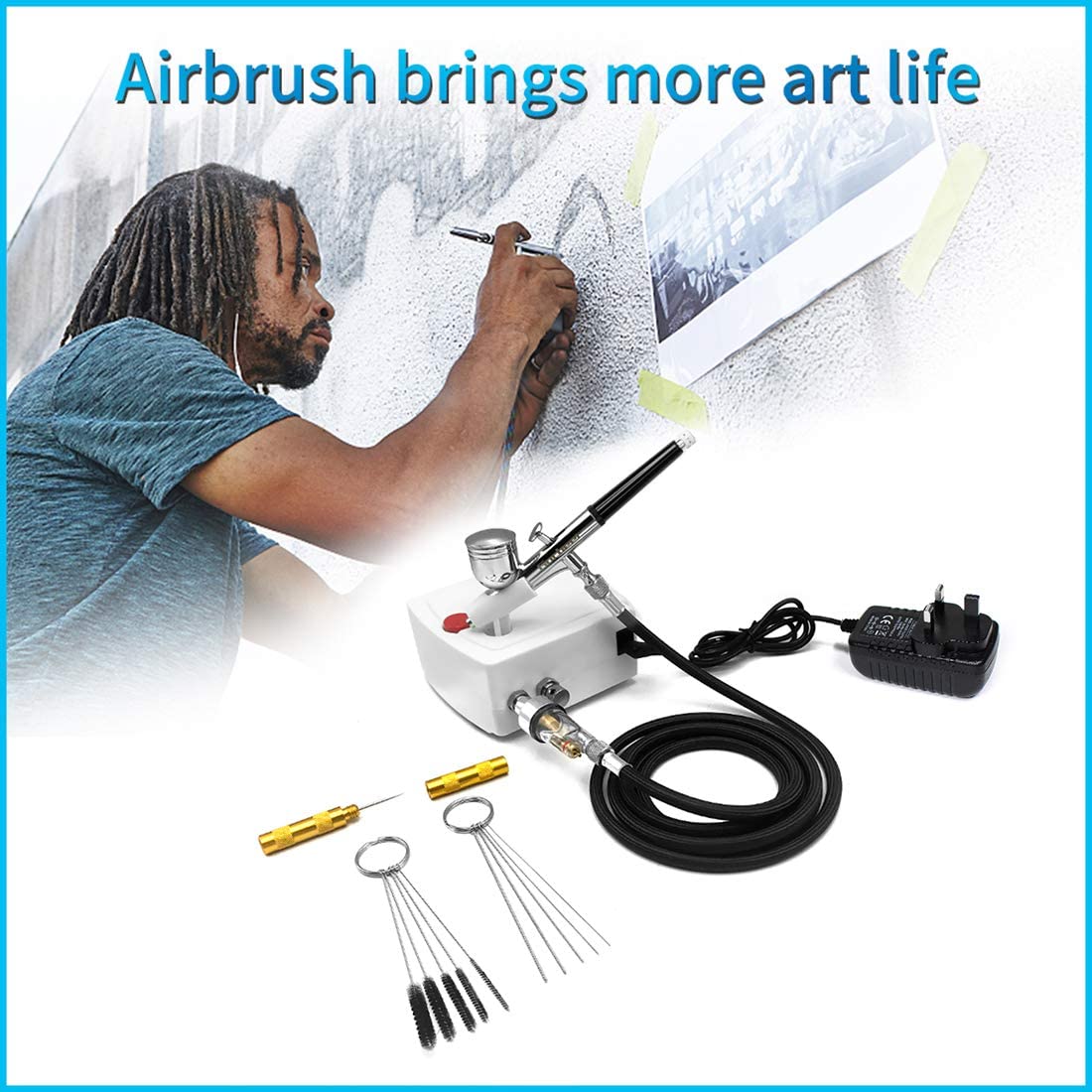 Gocheer Professional Dual Action Airbrush Spray Gun Set with Compressor