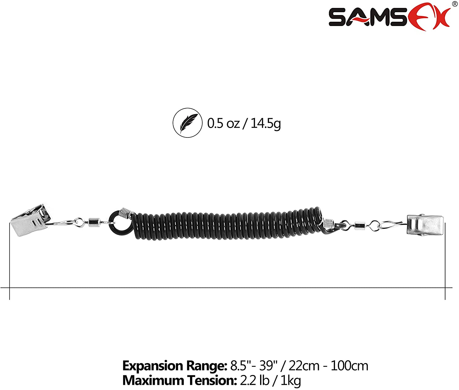 SAMSFX Fishing Wind Cap Retainers Hat Clips Coiled Cord and 360