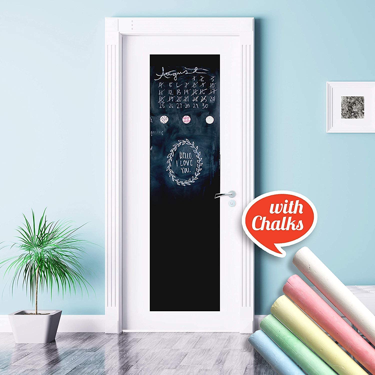 WALPLUS 45x200cm Blackboard Door Mural Decorations Self-Adhesive Peel and Stick Living Room Children Nursery Decals DIY Room Decor Wallpaper Art Home Interior Decoration - Image 2