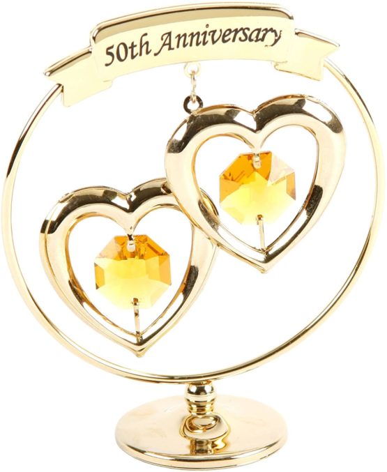 Crystocraft - 50th Golden Wedding Anniversary Gold Ring with Hearts SP250 by CRYSTOCRAFT