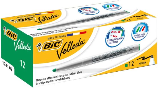 BIC Velleda 1741 Whiteboard Pens - Green, Box of 12