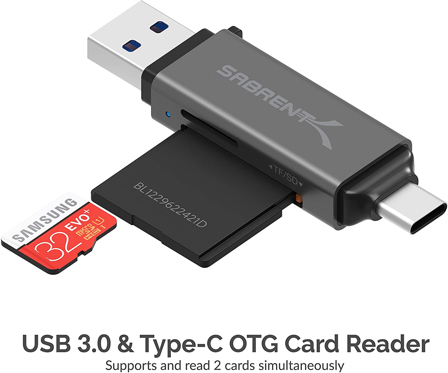 SABRENT USB C SD Card Reader, Dual Slot SD & MicroSD Adapter, Fast Transfer, Plug & Play, USB 3.2 Gen 1, for iPhone Android - Image 2