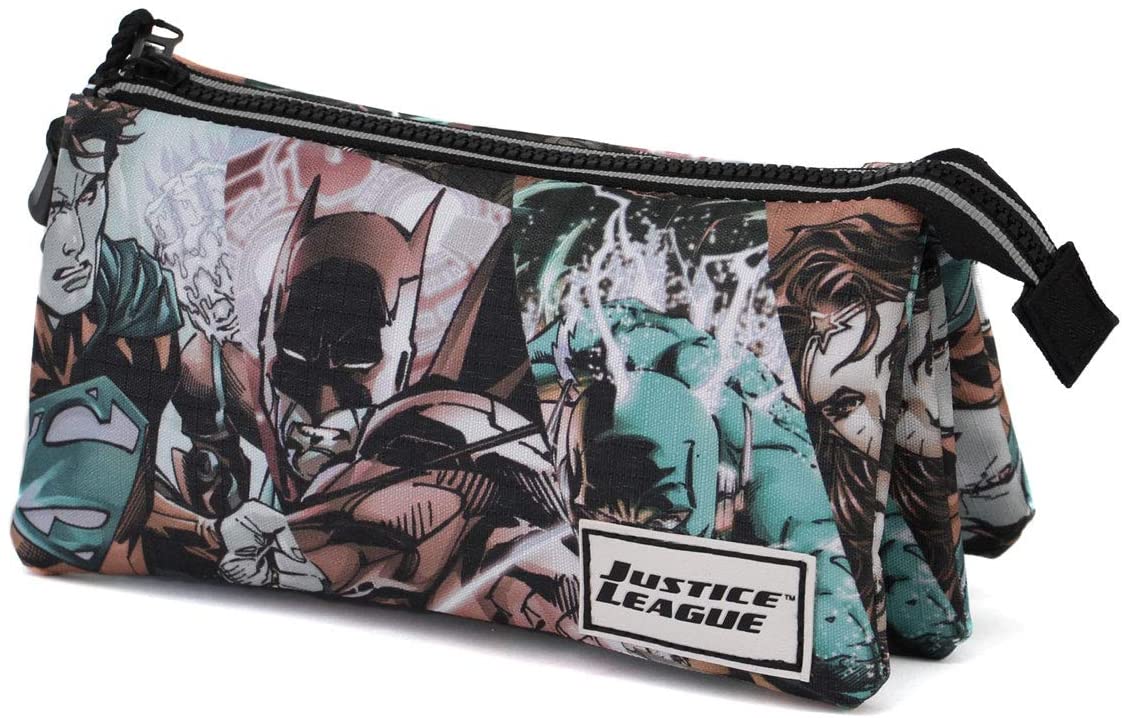Karactermania Justice League Comics-Triple HS Pencil Cases, 24 cm, Grey