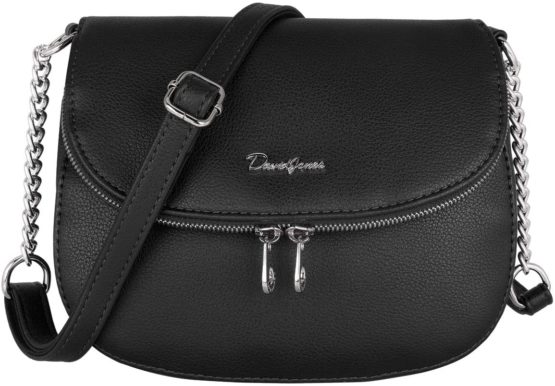 David Jones - Women's Small Crossbody Bag - Ladies Chain Shoulder Bag PU Leather - Zipper Flap Messenger Bag Multiple Pocket - City Casual Saddle Handbag - Work Travel Phone Clutch Purse