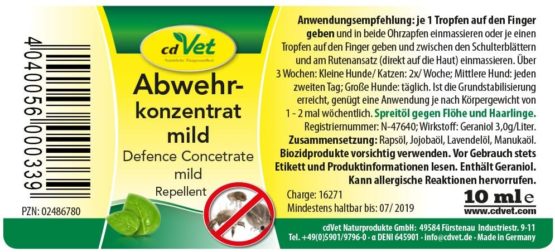cdVet Naturprodukte Defence Concentrate mild 10 ml - Dog & Cat & Horse - tick defense - additional protection against fleas, mites, pests, insects - herbal ingredients - - Image 2