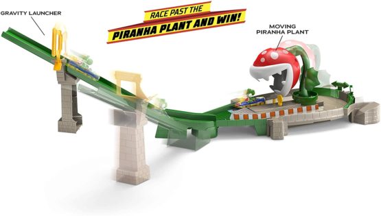 Hot Wheels GFY47 Mario Kart Piranha Plant Slide Playset with 1:64 Die-Cast Yoshi and B-Dasher Vehicle - Image 3