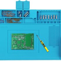 Preciva Soldering Mat, 500℃ Heat Resistant Silicone Work Mat, Multi-purpose Magnetic Electronics Repair Pad for Welding and Soldering Station With Ruler and Screw Notches, 450*300mm
