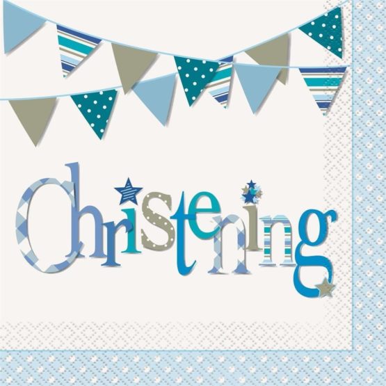Unique Party 52052 Blue Christening Luncheon Napkins 16 Pcs