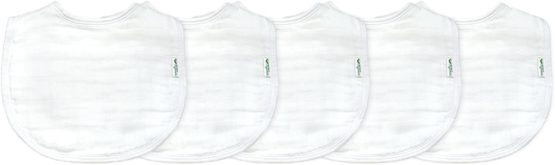 Green Sprouts Muslin Bibs Organic Cotton (0 to 12 Months, White, Pack of 5)