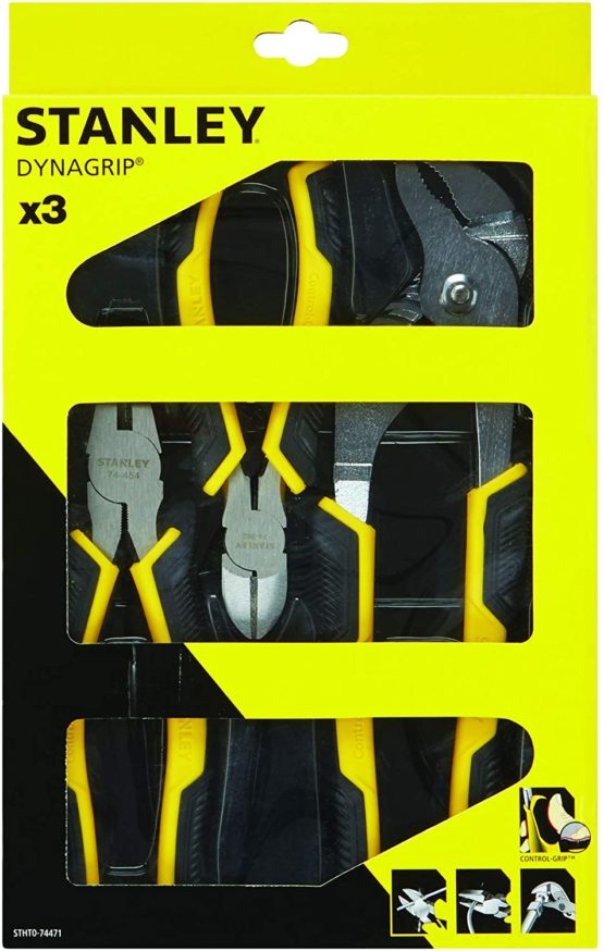 STANLEY 3 Piece Control Grip Plier Set, Groove Joint/Combination/Diagonal - Image 4