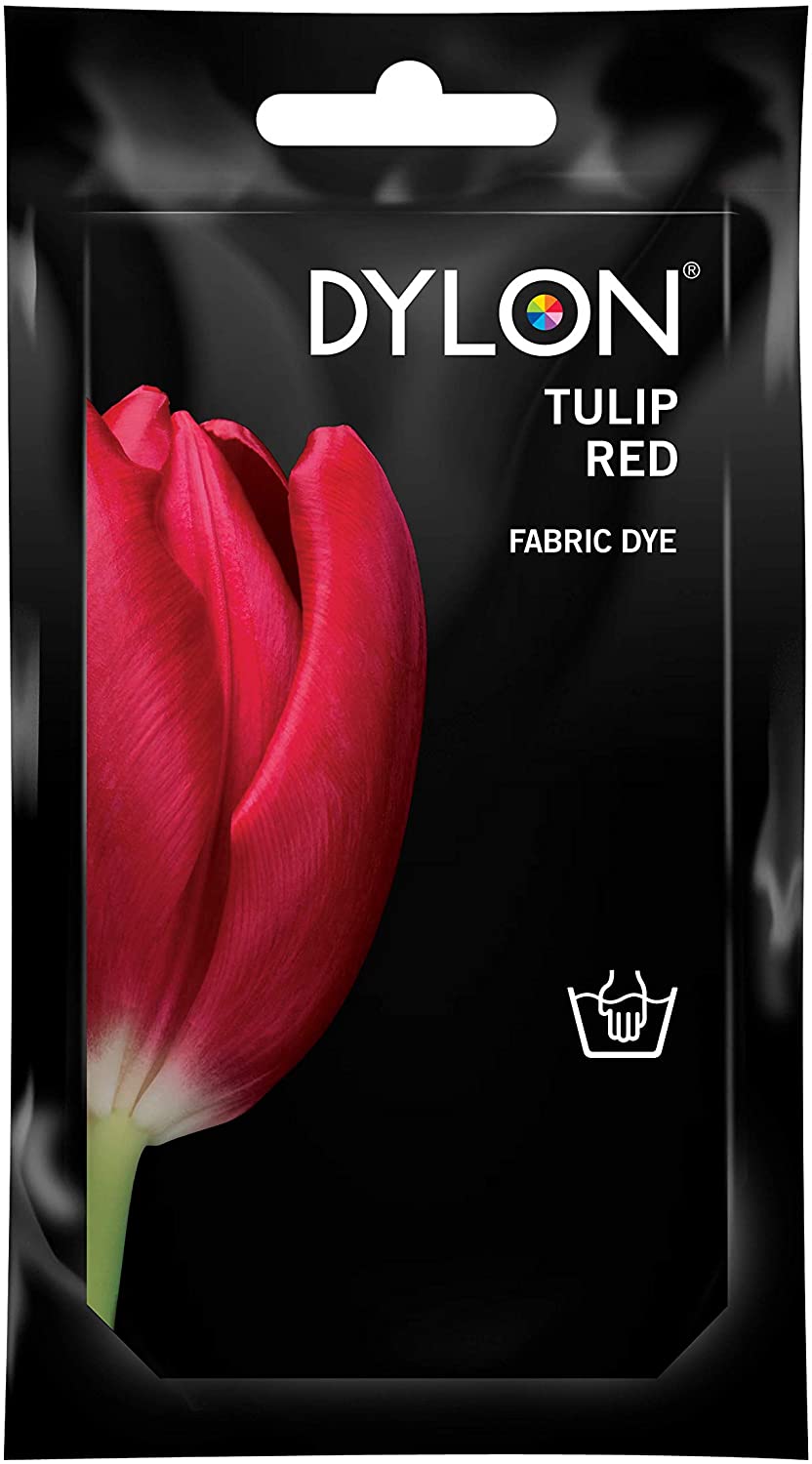 DYLON Hand Dye, Fabric Dye Sachet for Clothes Soft Furnishings and Projects, 50 g - Tulip Red, 50 g (Pack of 1)
