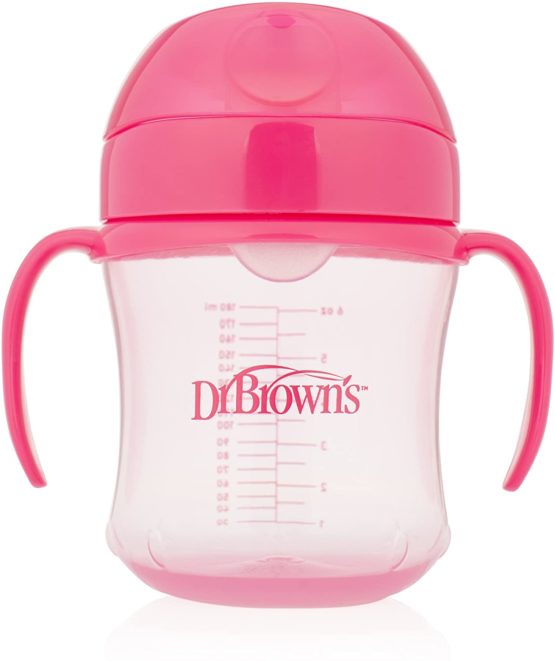Dr Brown's Natural Flow Soft-Spout Transition Cup, 6 oz/180 ml (6m+) Pink