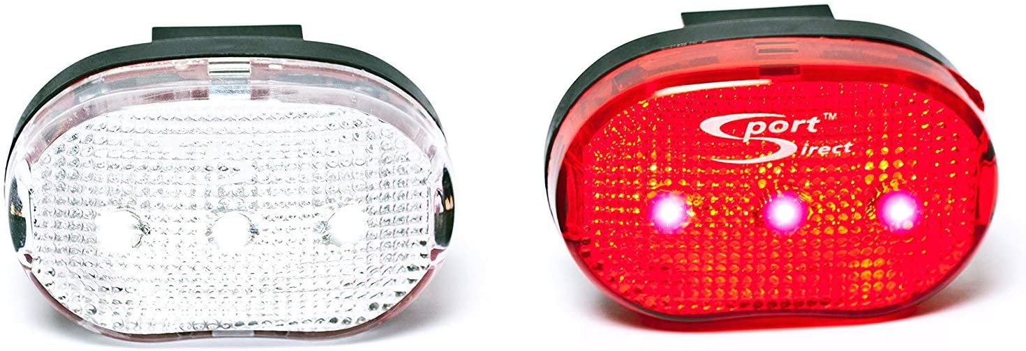Sport Direct™ Mega Bright 6 x Superbright LED's Light Set Front/Rear Free Batteries. Visibility 600m+ IPX4 Waterproof *SEE 360 VIDEO*