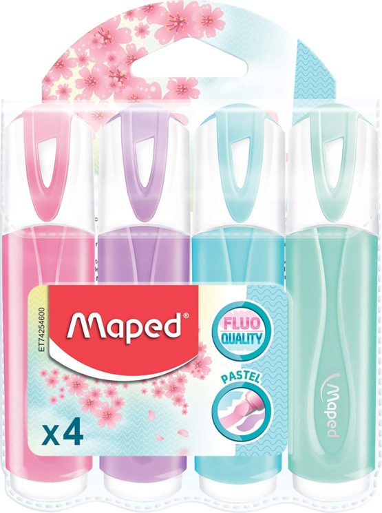 Maped Pastel Highlighter Pens - Assorted Colours (Pack of 4)